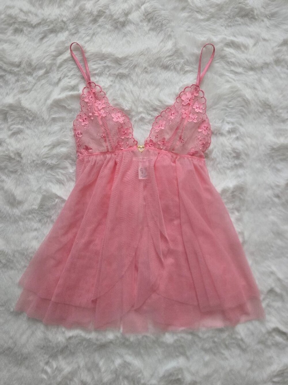 Victoria's Secret Very Sexy Pretty Petals Flyaway Heart Pink Hope Babydoll